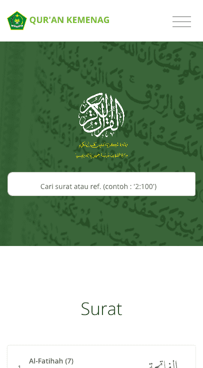Homepage Quran Kemenag